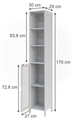 Zdjęcie produktu dla Szafka łazienkowa Vicco Liora Biały 30 x 170 cm z 1 drzwiami, Model 58567