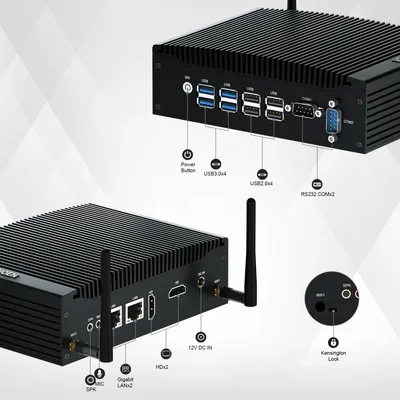 Obrázek produktu pro Mini PC – Průmyslový stolní počítač – Bez ventilátoru, tichý design – Intel Core i5 – 16 GB RAM, 512 GB SSD