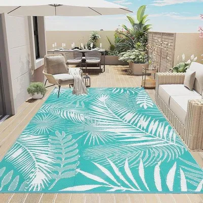 Produktbild von Famanu Außen-Teppich Wasserfest - Umkehrbar und Tragbar für Picknick, Terrasse und Camping