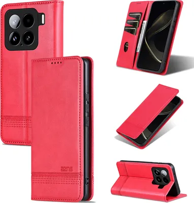 Produktbild von Leder Hülle für Xiaomi 15, Klapphüllen Brieftasche Magnetverschluss Ständer Schutzhülle Rosa