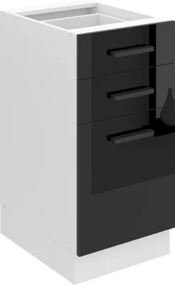 Produktbild von Belini Unterschrank Küche, Küchenunterschrank 40 cm Breite. SDSZ Küchenunterschrank ohne Arbeitsplatte. Küchenschrank mit Schubladen, Schwarz Hochglanz