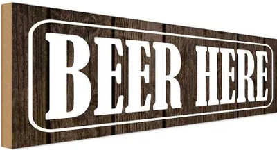 Produktbild von vianmo Holzschild 10x27 cm Beer here Bier Essen Trinken