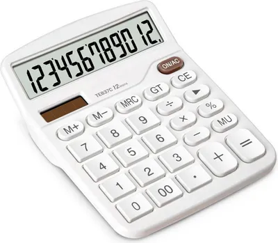 Produktbild von Tischrechner mit großen Tasten, geräuschloses LCD-Display, multifunktional, batteriebetrieben, für Büro- und Finanzzwecke, Weiß