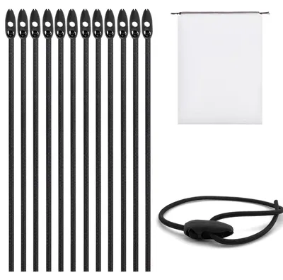 Image de Sangles élastiques de tension, lot de 12, 50 cm, résistantes aux intempéries, corde de bagages en caoutchouc avec boucle