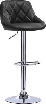 Zdjęcie produktu dla Designerski stołek barowy Bolt Edge - Czarny - Aksamitny - Ergonomiczny - Regulowana wysokość - 1 szt