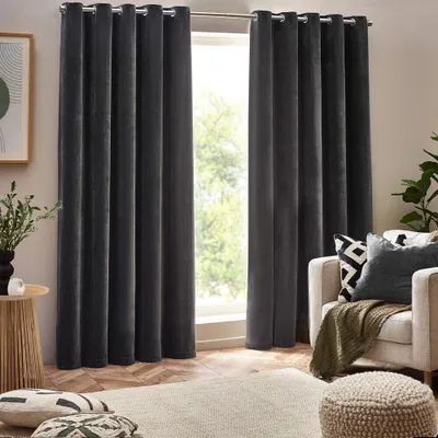 Immagine prodotto di Yard - Tende a occhiello, velluto di ciniglia RV3520 (229 cm x 183 cm) (carbone)