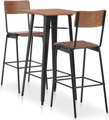 Produktbild von Bar-Set Bartisch Barstuhl Tresentisch Stehtisch Barhocker 1 Tisch und 2 Stapelbar Barstühle