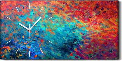 Produktbild von Wandbild Leinwand Bilder Wanduhr Quarz 60x30 abstrakte farbenfrohe Abstraktion - weiße Hände