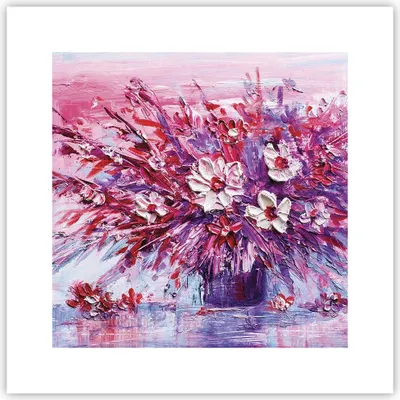 Produktbild von Poster - Poster ohne Rahmen - Pastos Blumen Rosa - 30x30 cm - Wand Bild - Wanddeko - Wandbilder - Kunstposter - Wandposter - Bilder - Kunstdruck - Wanddekoration - Wandbild - P2XAC30x30-4530