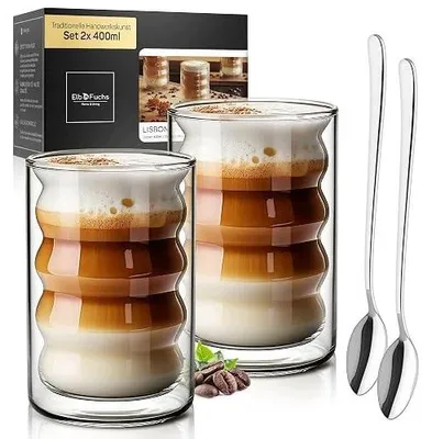 Zdjęcie produktu dla Szklanki termiczne do kawy latte bubble zestaw 2X400ML prezent