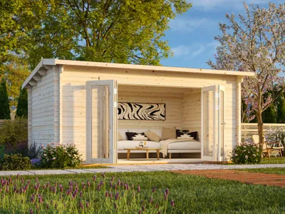 Produktbild von Gartenhaus Palmako Ines 13,7 m² inkl. Fußboden 524 x 379 cm natur