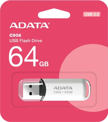 Obrázek produktu pro ADATA C906, 64 GB, USB Typ-A, 2.0, Čepice, 9 g, Bílá