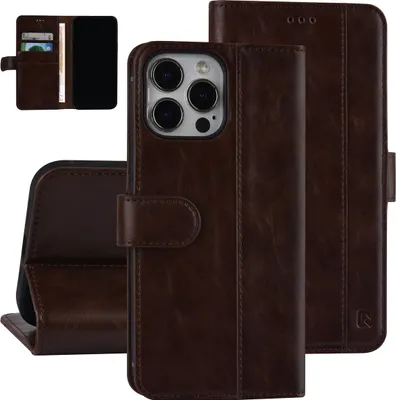 Image de UNIQ Accessory Étui de type livre iPhone 13 Pro Max - Porte-cartes - Fermeture magnétique - Marron