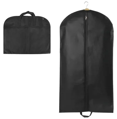 Produktbild von Kleidersack 60 x 120 cm, langer Kleidersack, Aufbewahrungssack für Anzüge mit Griff, atmungsaktiver Kleidersack für Mäntel, Hemden, Abendkleider, Kleidersack (schwarz)