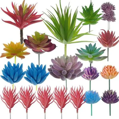 Image de Lot de 20 plantes artificielles, assortiment multicolore, plantes d'intérieur, décoration de salon