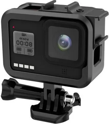 Produktbild von Schutzgehäuse Schutzrahmen Cage Für GoPro Hero 8 - Stabiler Cage mit 2 Blitzschuhen und Schieberahmen, Aluminium-Legierung