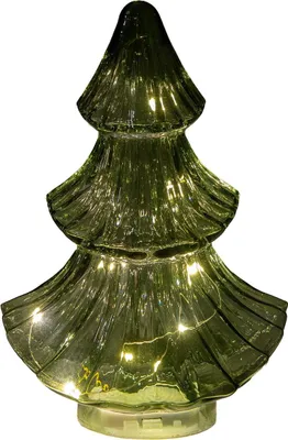 Produktbild von Dekorationsbaum aus Glas, grün, mit LED-Beleuchtung, 15,5 x 9,5 cm