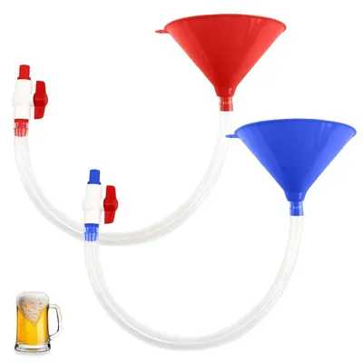 Productafbeelding van Party biertrechter met slang en afsluitkraan - Set van 2 - Grappige trechter met enkele kop - Drinkspel voor bierbong