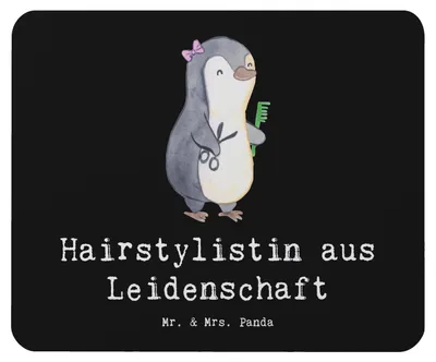 Produktbild von Mr. & Mrs. Panda Mousepad Hairstylistin Leidenschaft - Schwarz - Geschenk, laptop, pc mauspad, Friseursalon, Lustig, Beruf, Mouse Pad, Spruch