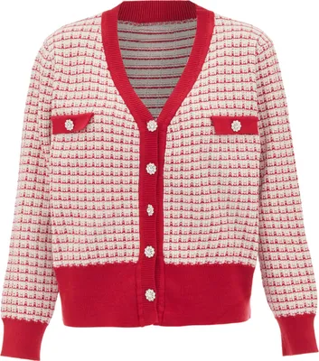 Zdjęcie produktu dla NAEMI damski sweter - wełniany biały czerwony, XS/S