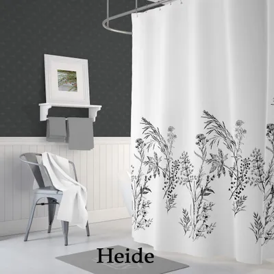 Produktbild von Textil Duschvorhang 120 x200cm "HEIDE" Wannenvorhang Weiß inkl.Ringe