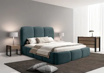 Produktbild von Polsterbett Doppelbett GRACIA 140x200cm Komplettset in Stoff Macau Meergrün