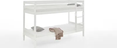 Produktbild von Etagenbett Lupo Buche Weiß massiv 90x200 cm mit Rollrosten
