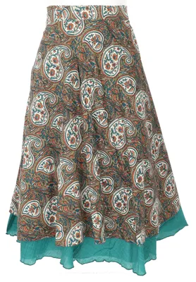 Produktbild von Langer Boho Wickelrock, Sommerrock, Maxirock - Türkis/grün, Damen, Mehrfarbig, Baumwolle, Röcke