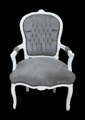 Produktbild von Casa Padrino Barock Salon Stuhl Grau / Weiss - Möbel Barockmöbel