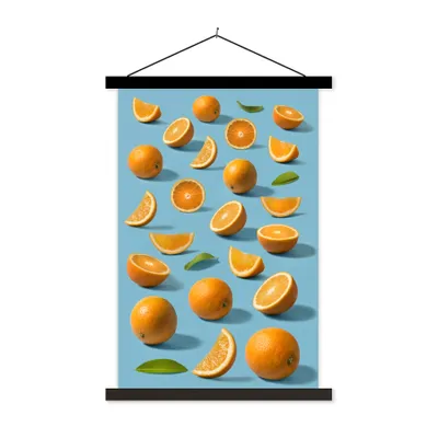 Produktbild von MuchoWow® Textilposter Orange - Stilleben - Obst 40x60 cm mit schwarzem Rahmen - Wanddekorationen
