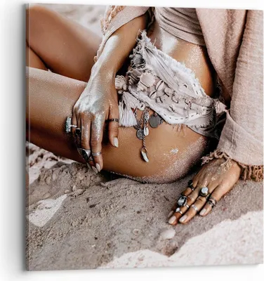 Produktbild von Bild auf Leinwand - Leinwandbild - Einteilig - Sand Frau Schmuck - 70x70cm - Wand Bild - Wanddeko - Wandbilder - Leinwanddruck - Bilder - Wanddekoration - Leinwand bilder - Wandbild - AC70x70-4634