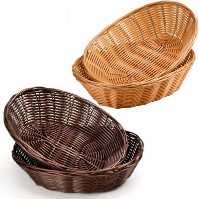 Imagen del producto de Conjunto de cestas para almacenamiento, hechas de plástico trenzado, 4 unidades de 22x17x6 cm, para la cocina