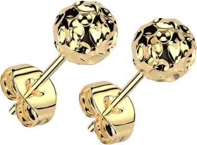 Produktbild von viva-adorno Ohrstecker Edelstahl Ohrringe Kugel Ball rund gehämmert Damen Ohr Schmuck Z575, gold
