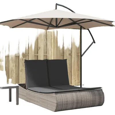 Immagine prodotto di Lettino doppio con cuscini in poly rattan grigio