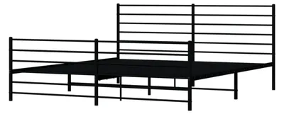 Produktbild von Bettgestell mit Kopf- und Fußteil, Metallbett mit Lattenrost, Doppelbett für das Schlafzimmer, Schwarz 200x200cm