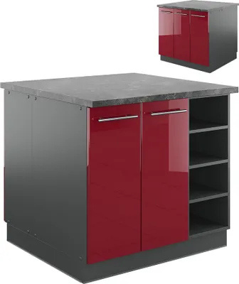 Produktbild von Vicco Fame-Line kuchynský ostrovček, 90 cm bez pracovnej dosky, Bordeaux vysoký lesk/antracit