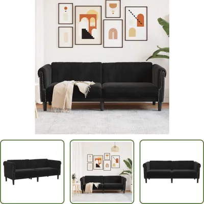 Produktbild von The Living Store Sofa 3-Sitzer Schwarz Samt