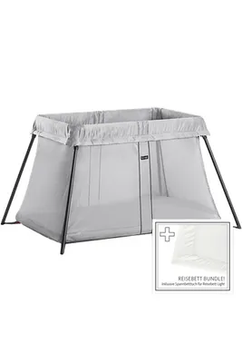 Produktbild von BabyBjorn BabyBjörn Travel Crib Light matkasänky lakanalla, Silver/Baumwolle, White