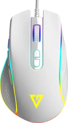 Productafbeelding van Gamingmuis MODECOM VOLCANO VELES, wit, optische sensor, 7 knoppen, RGB LED-verlichting, geschikt voor zowel laptops als desktops, bedraad