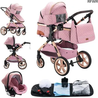Obrázok produktu pre Kočík 3 v 1 pre bábätká – skladací kočík s pohodlnou autosedačkou