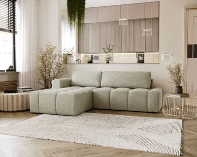 Produktbild von FURMEB 24 LEO ECKSOFA mit Ottomane, Couch L-Form HR-Schaum 247 x 183 cm BEGIE