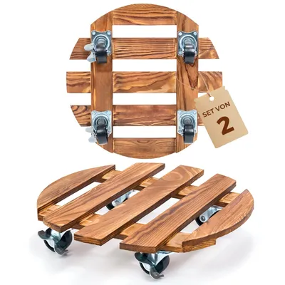 Produktbild von Bamworld Pflanzenroller 2er Set, 30.4 cm, mit Rollen, robust für schwere Pflanzen, Indoor & Outdoor, Urfarbe