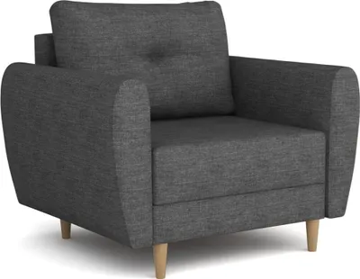 Produktbild von Easy4You Sessel Mady 90 cm, Relaxsessel, Skandinavischer Sessel, Moderner Polstersessel in Stoff Lux, Wohnzimmermöbel Farbe: Dunkelgrau (Lux 06), Füße aus Holz