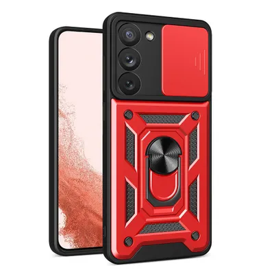 Produktbild von Hybrid Armor Camshield Hülle für Samsung Galaxy S23+ Panzerhülle mit Kameraschutz rot
