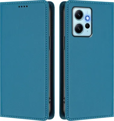 Obrázek produktu pro Kožené pouzdro pro Xiaomi Redmi Note 12 4G, magnetické flipové pouzdro zPolyuretankůže se stojánkem Jezerní modrá