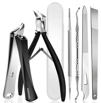 Produktbild von Pediküre Set für eingewachsene Zehennägel, 6-teilig, Edelstahl, Schwarz