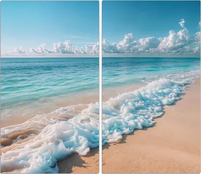Produktbild von Spritzschutz Herdabdeckplatte Schneidebrett aus Glas Strand Surf Wellen 2-Teilig (60x52cm)