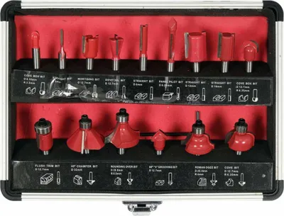 YATO Fräsersatz 15-teilig Schaftfräser 6 mm bis 32 mm mit Lager