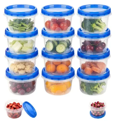 12 runde Vorratsdosen 500 ml, transparent, auslaufsicher, wiederverwendbar