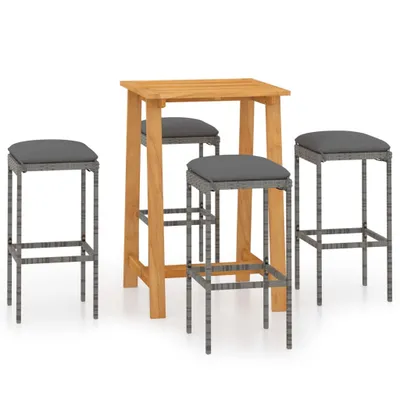 Produktbild von 5-tlg. Gartenbar-Set mit Kissen Grau